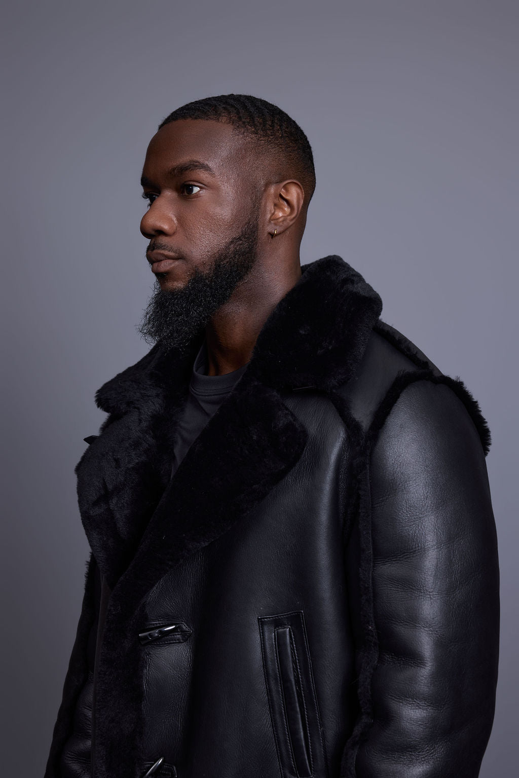 Men's Zeus Shearling Duffle Coat [Black]