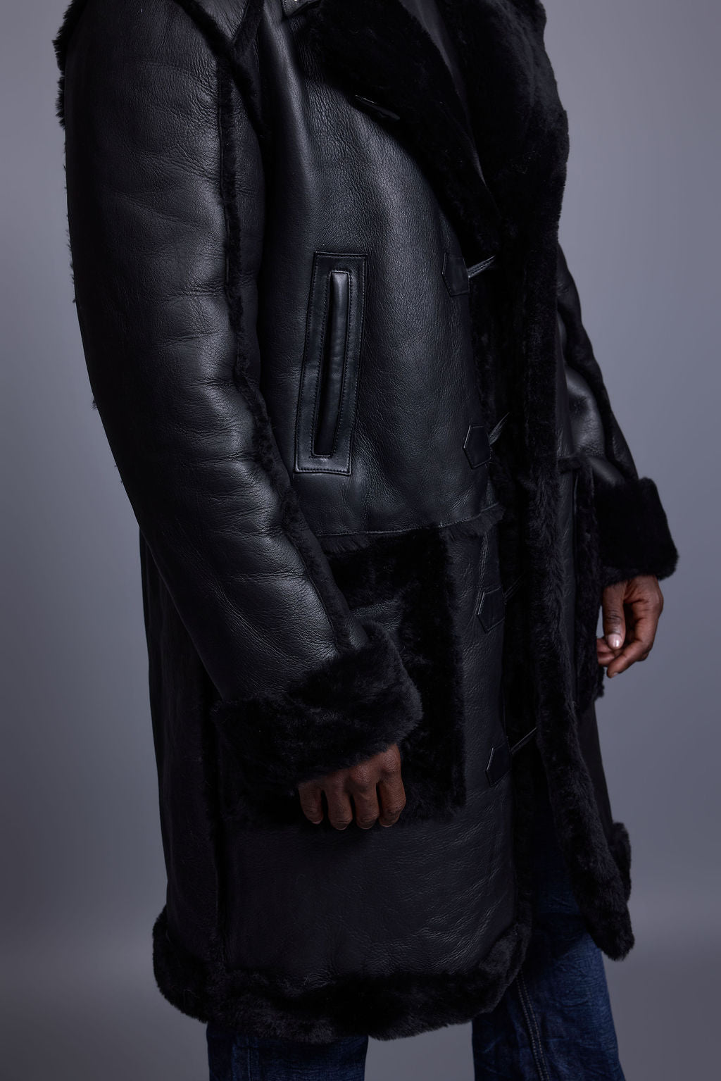 Men's Zeus Shearling Duffle Coat [Black]
