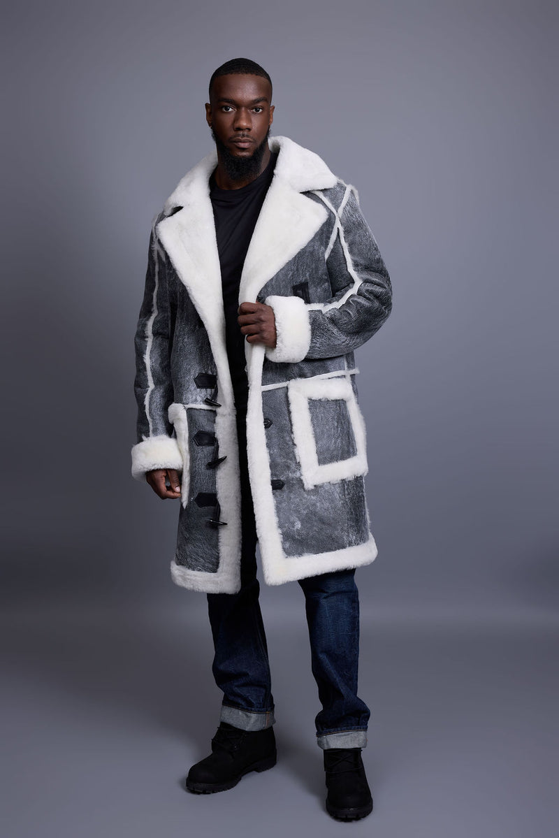 Men's Zeus Shearling Duffle Coat [Distressed Grey]
