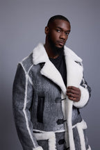 Men's Zeus Shearling Duffle Coat [Distressed Grey]