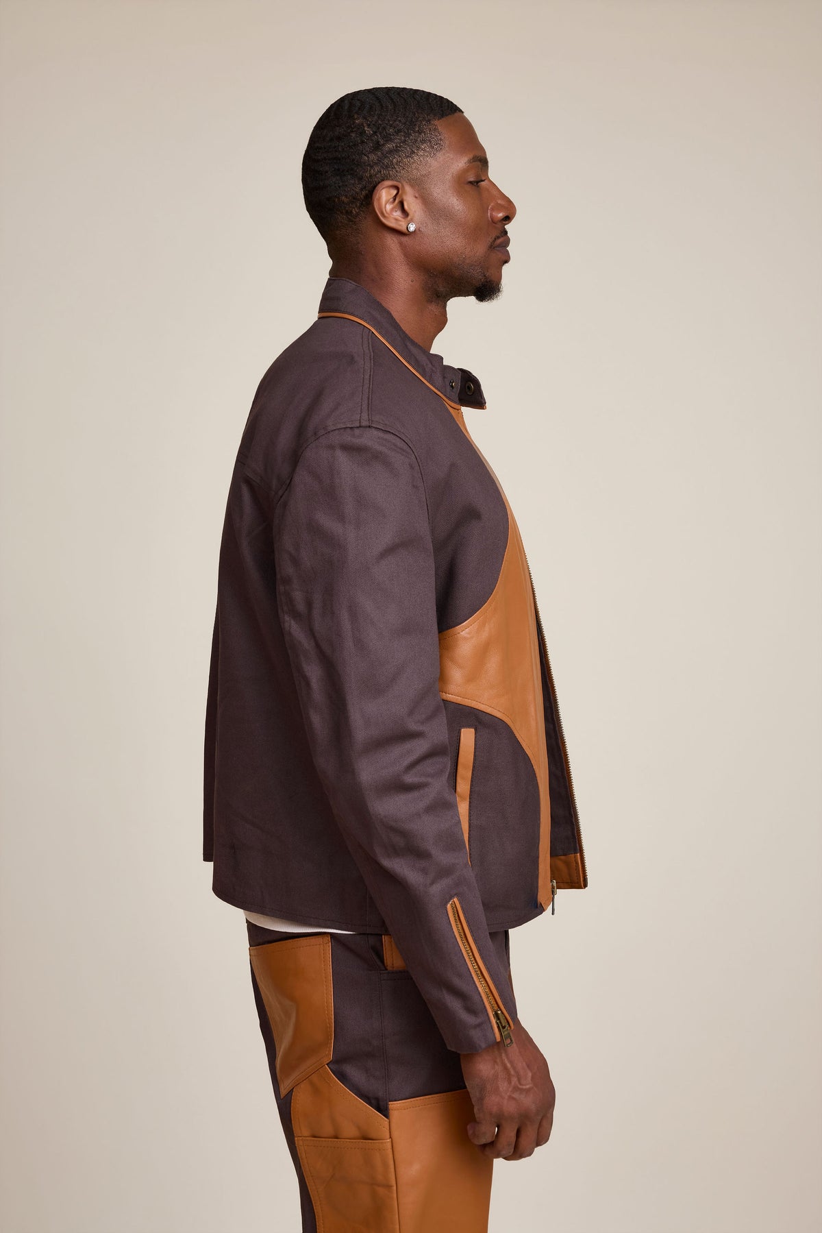 Men's Moto Set — Cotton Twill & Leather [Chocolate/Saddle]