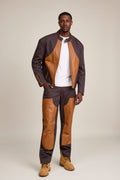 Men's Moto Set — Cotton Twill & Leather [Chocolate/Saddle]