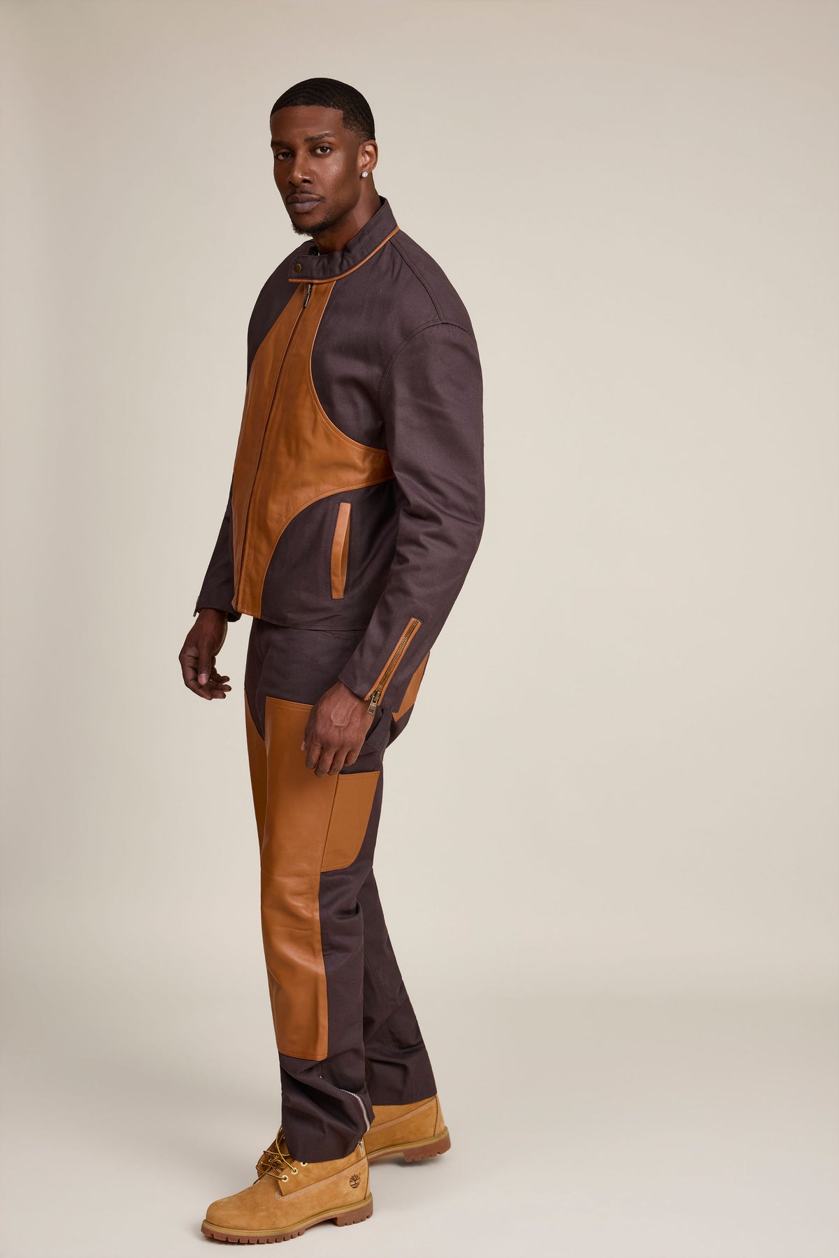 Men's Moto Set — Cotton Twill & Leather [Chocolate/Saddle]