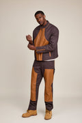 Men's Moto Set — Cotton Twill & Leather [Chocolate/Saddle]