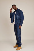 Men's Moto Set — Cotton Twill & Leather [Navy/Navy]