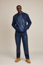 Men's Moto Set — Cotton Twill & Leather [Navy/Navy]