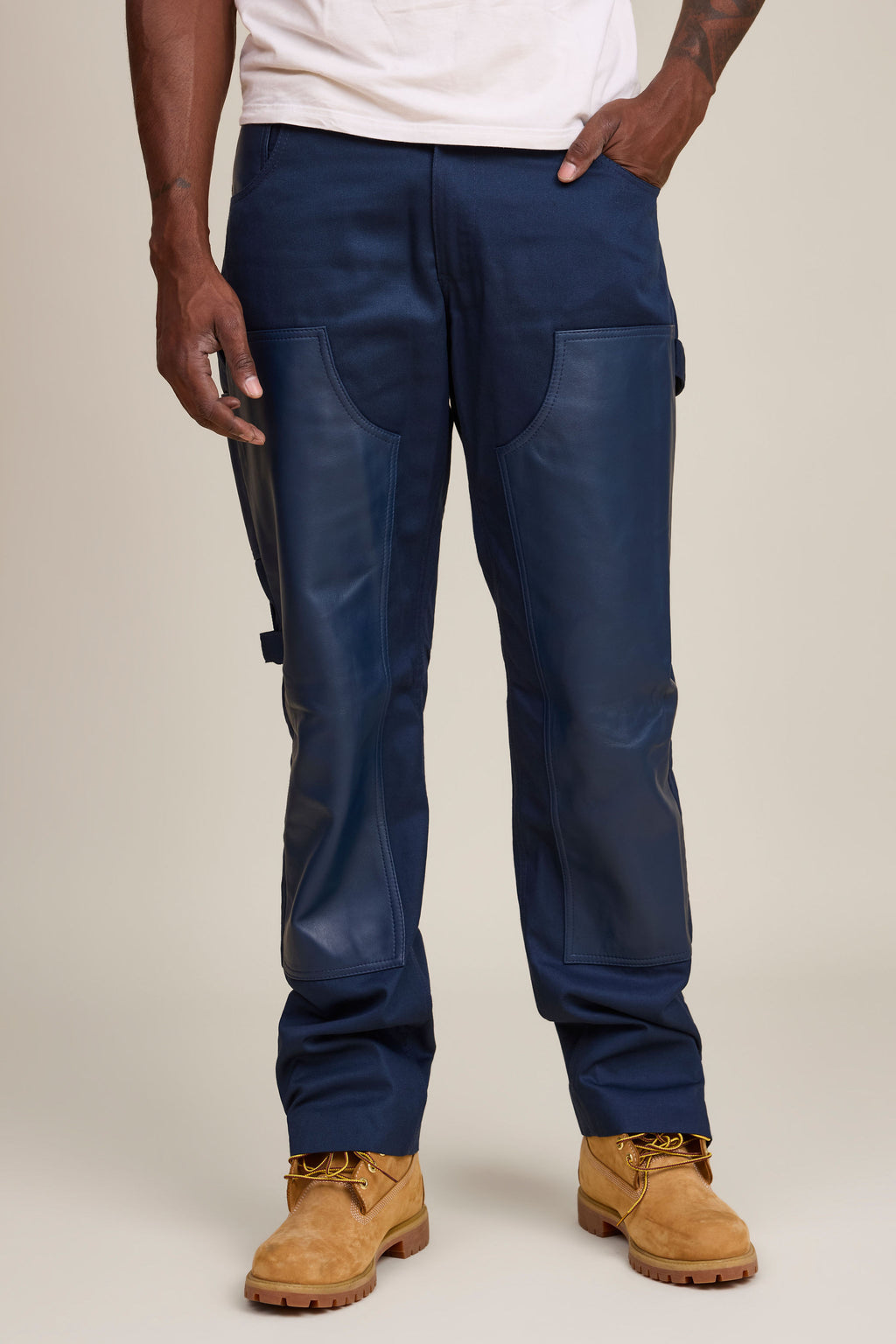 Men's Moto Set — Cotton Twill & Leather [Navy/Navy]