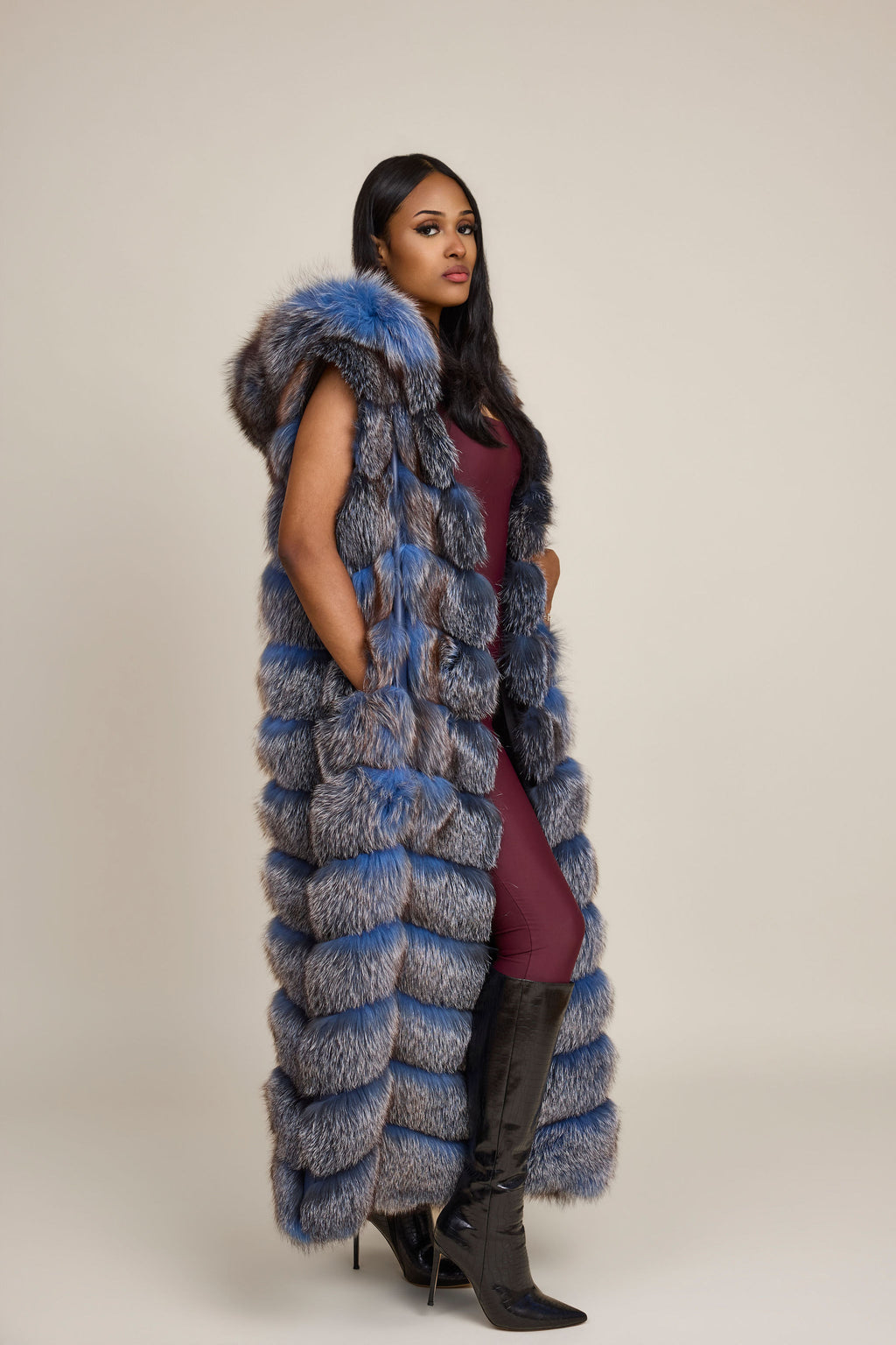 Women's Parker Fox Convertible Trench Coat/Vest [Blue Frost]