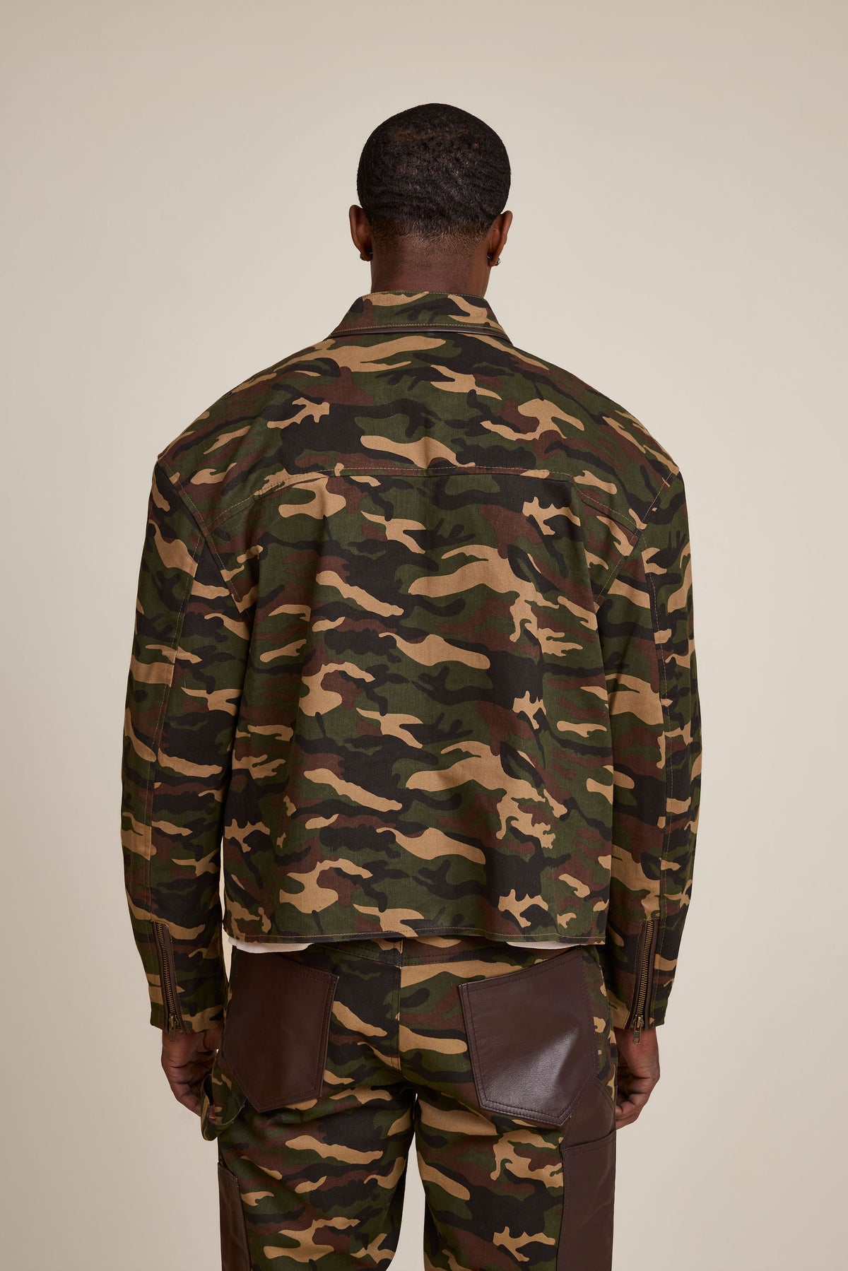 Men's Moto Set — Cotton Twill & Leather [Camo/Chocolate]