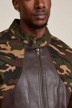Men's Moto Set — Cotton Twill & Leather [Camo/Chocolate]