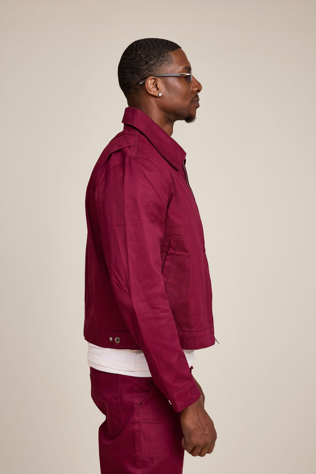 Men's Rowdy Crop Jacket And Pant Set [Burgundy]