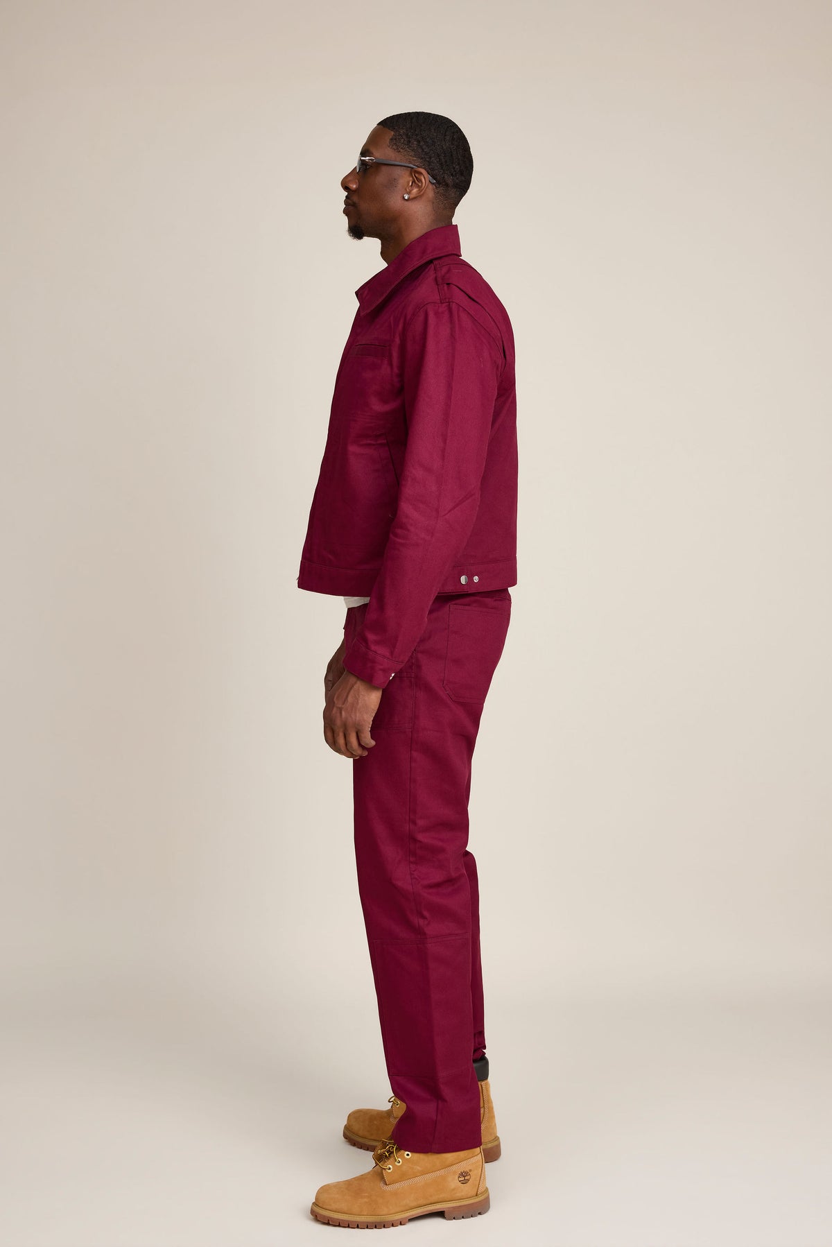 Men's Rowdy Crop Jacket And Pant Set [Burgundy]