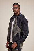 Men's Moto Set — Cotton Twill & Leather [Black/Distressed Grey]