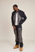 Men's Moto Set — Cotton Twill & Leather [Black/Distressed Grey]