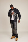 Men's Moto Set — Cotton Twill & Leather [Black/Distressed Grey]