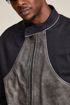 Men's Moto Set — Cotton Twill & Leather [Black/Distressed Grey]
