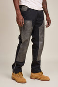 Men's Cotton & Leather Carpenter Pants [Black/Grey]