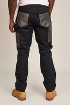 Men's Cotton & Leather Carpenter Pants [Black/Grey]
