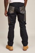 Men's Cotton & Leather Carpenter Pants [Black/Grey]