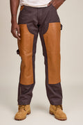 Men's Cotton & Leather Carpenter Pants [Brown/Saddle]