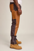 Men's Cotton & Leather Carpenter Pants [Brown/Saddle]