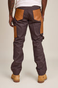 Men's Cotton & Leather Carpenter Pants [Brown/Saddle]