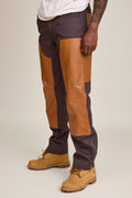 Men's Cotton & Leather Carpenter Pants [Brown/Saddle]