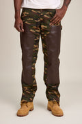 Men's Cotton & Leather Carpenter Pants [Camo/Brown]