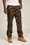 Men's Cotton & Leather Carpenter Pants [Camo/Brown]