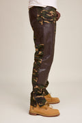 Men's Cotton & Leather Carpenter Pants [Camo/Brown]