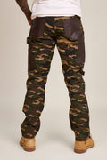 Men's Cotton & Leather Carpenter Pants [Camo/Brown]