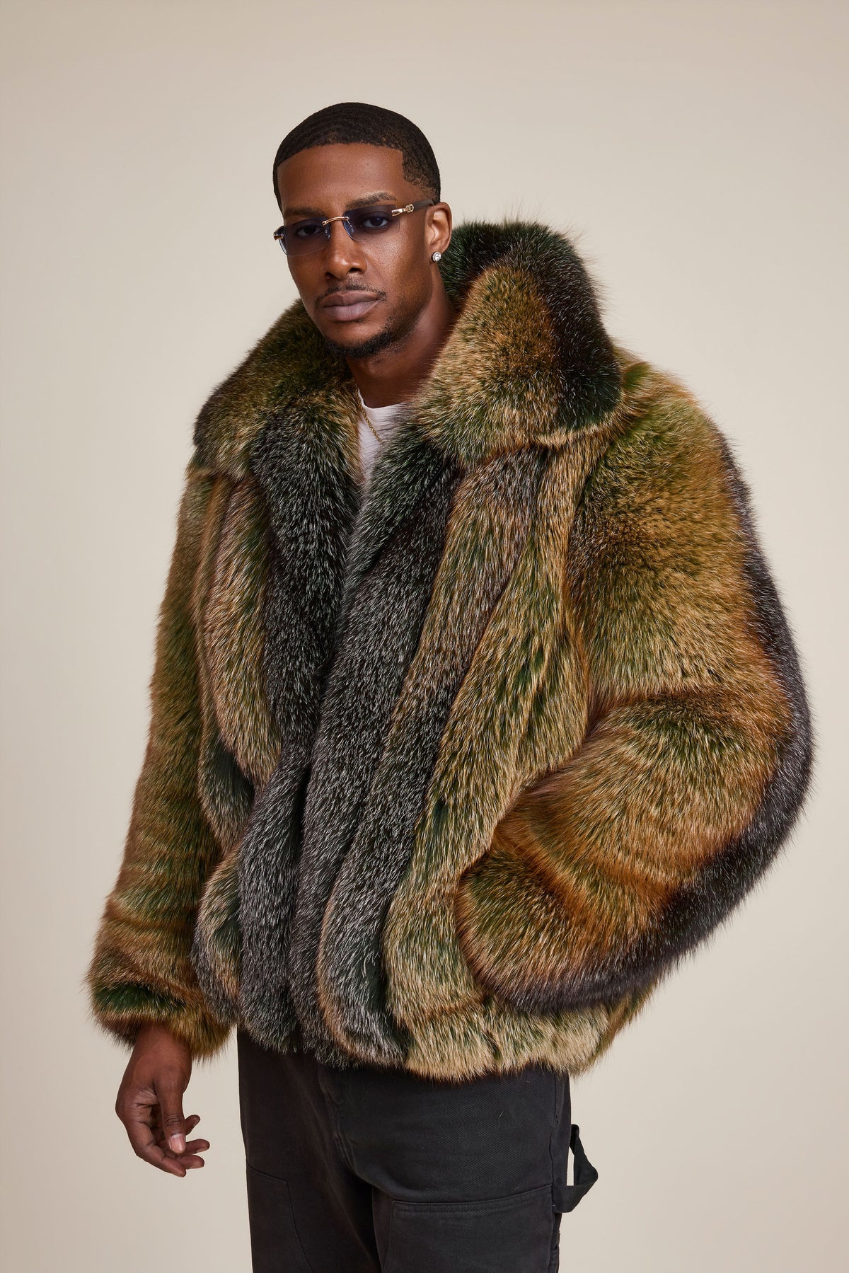 Men's Enzo Fox Fur Bomber [Green Frost]