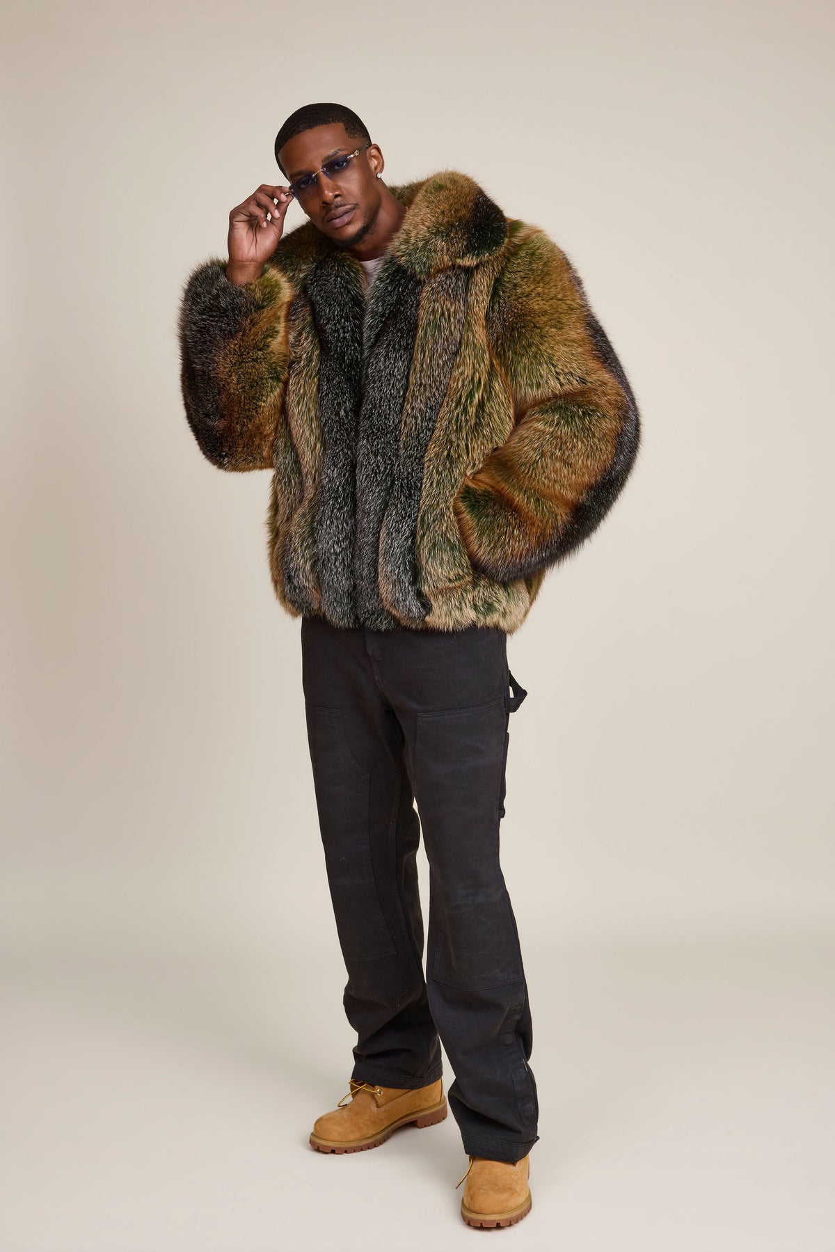 Men's Enzo Fox Fur Bomber [Green Frost]