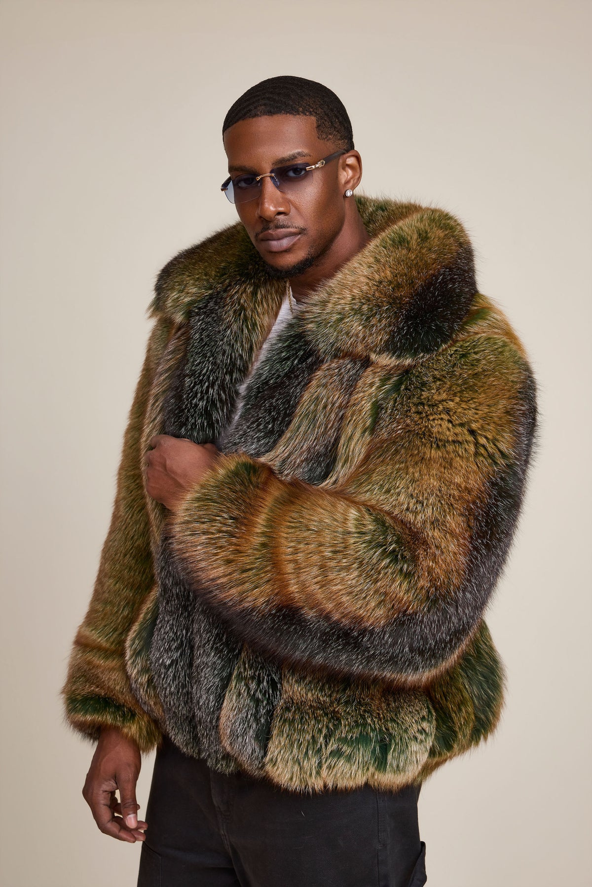 Men's Enzo Fox Fur Bomber [Green Frost]
