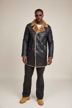 Men's Donovan Shearling Pea Coat [Black/Brown]