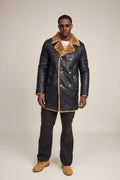Men's Donovan Shearling Pea Coat [Black/Brown]