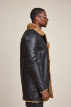 Men's Donovan Shearling Pea Coat [Black/Brown]