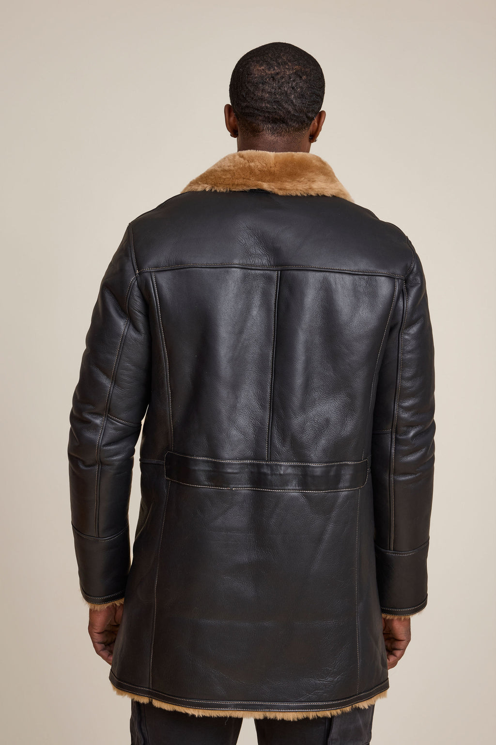 Men's Donovan Shearling Pea Coat [Black/Brown]