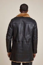 Men's Donovan Shearling Pea Coat [Black/Brown]