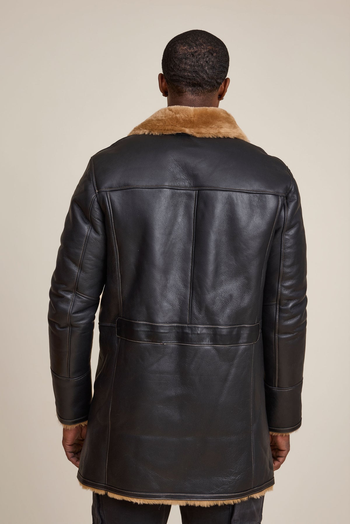 Men's Donovan Shearling Pea Coat [Black/Brown]