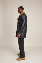 Men's Donovan Shearling Pea Coat [Black/Brown]