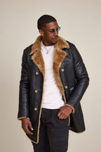 Men's Donovan Shearling Pea Coat [Black/Brown]