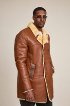Men's Donovan Shearling Pea Coat [Whiskey]