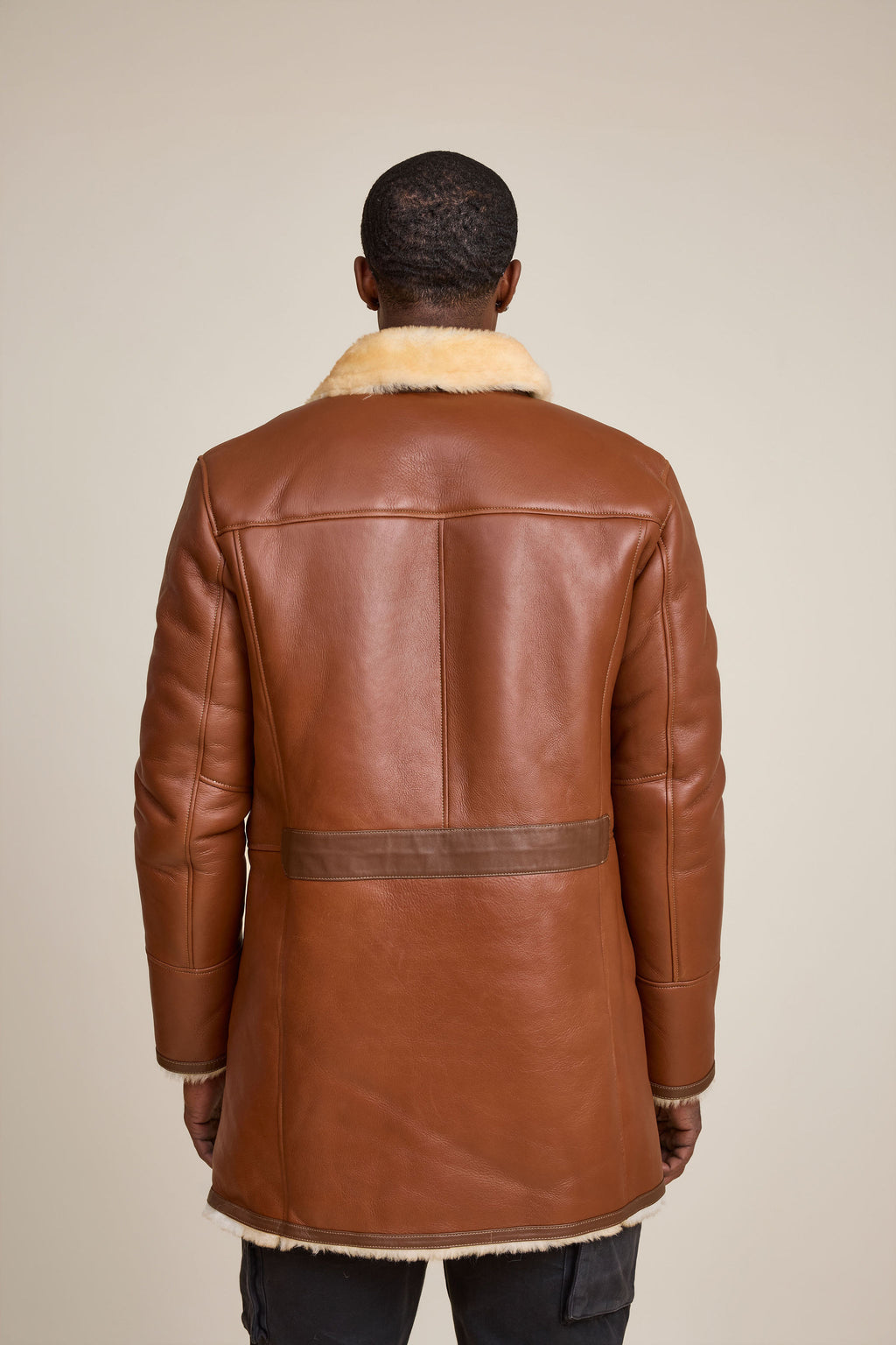 Men's Donovan Shearling Pea Coat [Whiskey]