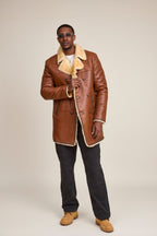 Men's Donovan Shearling Pea Coat [Whiskey]