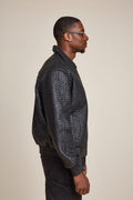 Men's Faris Braided Leather Bomber Jacket [Black]