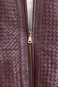 Men's Faris Braided Leather Bomber Jacket [Burgundy]