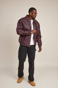 Men's Faris Braided Leather Bomber Jacket [Burgundy]