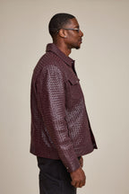Men's Dylan Braided Leather Jean Jacket [Burgundy]