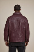 Men's Dylan Braided Leather Jean Jacket [Burgundy]